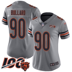 Women Chicago Bears 90 Jonathan Bullard Limited Silver Inverted Legend 100th Season Football Jersey