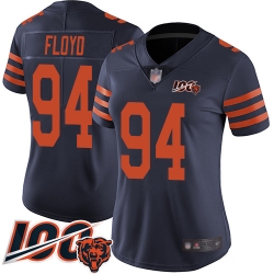 Women Chicago Bears 94 Leonard Floyd Limited Navy Blue Rush Vapor Untouchable 100th Season Football Jersey