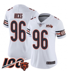 Women Chicago Bears 96 Akiem Hicks White Vapor Untouchable Limited Player 100th Season Football Jersey