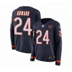 Womens Nike Chicago Bears 24 Jordan Howard Limited Navy Blue Therma Long Sleeve NFL Jersey