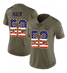 Womens Nike Chicago Bears 52 Khalil Mack Limited Olive USA Flag 2017 Salute to Service NFL Jersey