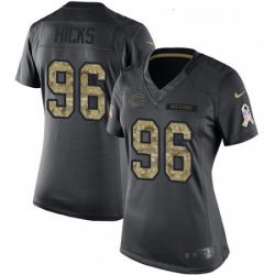 Womens Nike Chicago Bears 96 Akiem Hicks Limited Black 2016 Salute to Service NFL Jersey