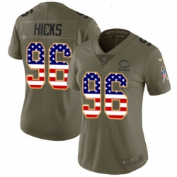 Womens Nike Chicago Bears 96 Akiem Hicks Limited OliveUSA Flag Salute to Service NFL Jersey