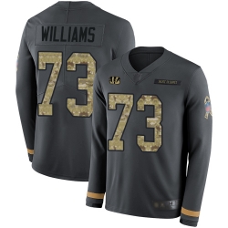 Bengals 73 Jonah Williams Anthracite Salute to Service Men Stitched Football Limited Therma Long Sleeve Jersey