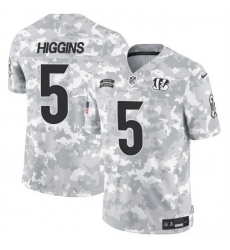 Men Cincinnati Bengals 5 Tee Higgins 2024 F U S E Arctic Camo Salute To Service Limited Stitched Football Jersey