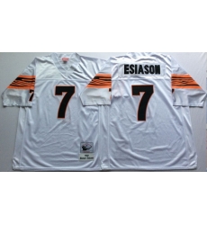 Men Cincinnati Bengals 7 Boomer Esiason White M&N Throwback Jersey