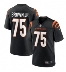 Men Cincinnati Bengals 75 Orlando Brown Jr Black Stitched Game Jersey