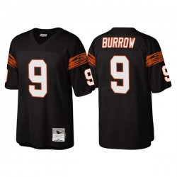 Men Cincinnati Bengals 9 Joe Burrow Black Throwback Legacy Stitched Jerse