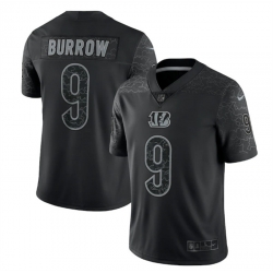 Men Cincinnati Bengals 9 Joe Burrow Reflective Limited Stitched Jersey