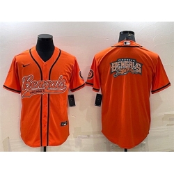 Men Cincinnati Bengals Orange Team Big Logo With Patch Cool Base Stitched Baseball Jersey