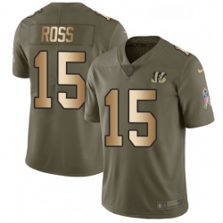 Mens Nike Cincinnati Bengals 15 John Ross Limited OliveGold 2017 Salute to Service NFL Jersey