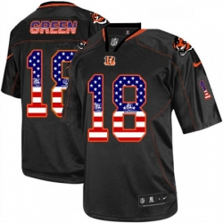 Mens Nike Cincinnati Bengals 18 AJ Green Elite Black USA Flag Fashion NFL Jersey