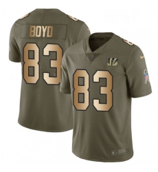 Mens Nike Cincinnati Bengals 83 Tyler Boyd Limited OliveGold 2017 Salute to Service NFL Jersey