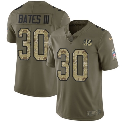 Nike Bengals #30 Jessie Bates III Olive Camo Mens Stitched NFL Limited 2017 Salute To Service Jersey