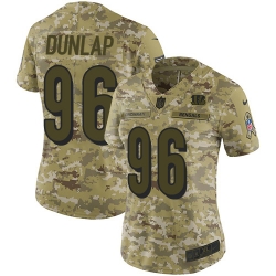 Nike Bengals #96 Carlos Dunlap Camo Women Stitched NFL Limited 2018 Salute to Service Jersey