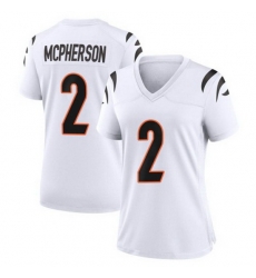 Women Cincinnati Bengals #2 Evan McPherson 2021 White Vapor Limited Stitched NFL Jersey