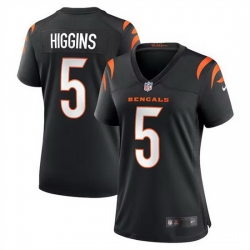 Women Cincinnati Bengals 5 Tee Higgins Black Stitched Game Jersey