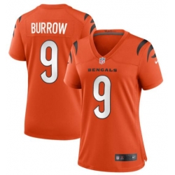 Women Cincinnati Bengals 9 Joe Burrow Orange Vapor Untouchable Limited Jersey