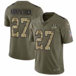 Youth Nike Bengals #27 Dre Kirkpatrick Olive Camo Stitched NFL Limited 2017 Salute to Service Jersey