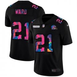 Cleveland Browns 21 Denzel Ward Men Nike Multi Color Black 2020 NFL Crucial Catch Vapor Untouchable Limited Jersey