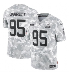 Men Cleveland Browns 95 Myles Garrett 2024 Arctic Camo Salute To Service Limited Stitched Football Jersey