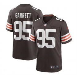 Men Cleveland Browns 95 Myles Garrett Brown Stitched Game Jersey