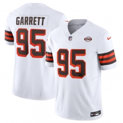 Men Cleveland Browns 95 Myles Garrett White 2023 F U S E  1946 Collection Vapor Untouchable Limited Stitched Jersey