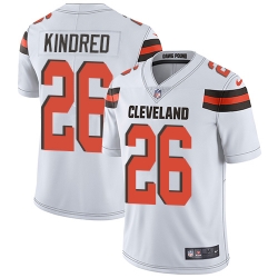 Men Nike Browns #26 Derrick Kindred White Stitched NFL Vapor Untouchable Limited Jersey