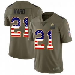 Mens Nike Cleveland Browns 21 Denzel Ward Limited Olive USA Flag 2017 Salute to Service NFL Jersey