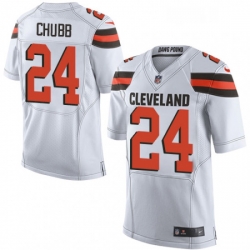 Mens Nike Cleveland Browns 24 Nick Chubb Elite White NFL Jersey