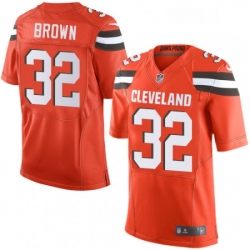 Mens Nike Cleveland Browns 32 Jim Brown Elite Orange Alternate NFL Jersey