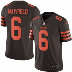 Mens Nike Cleveland Browns 6 Baker Mayfield Elite Brown Rush Vapor Untouchable NFL Jersey