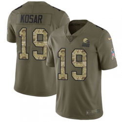 Nike Browns #19 Bernie Kosar Olive Camo Mens Stitched NFL Limited 2017 Salute To Service Jersey