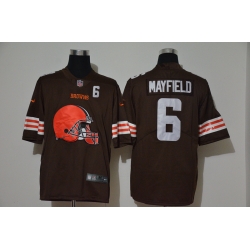 Nike Browns 6 Baker Mayfield Brown Team Big Logo Number Vapor Untouchable Limited Jersey