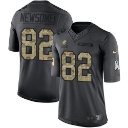 Nike Browns #82 Ozzie Newsome Black Mens Stitched NFL Limited 2016 Salute to Service Jersey