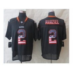 Nike Cleveland Browns 2 Johnny Manziel Black Elite USA Flag Fashion NFL Jersey