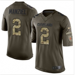 Nike Cleveland Browns #2 Johnny Manziel Green Men 27s Stitched NFL Limited Salute to Service Jersey