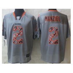 Nike Cleveland Browns 2 Johnny Manziel Grey Elite Lights Out Fashion NFL Jersey