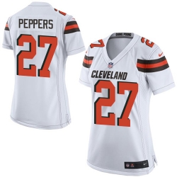 Nike Browns #27 Jabrill Peppers White Womens Stitched NFL New Elite Jersey