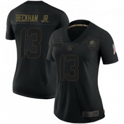 Women Cleveland Browns 13 Odell Beckham Jr Black 2020 Salute To Service Limited Jersey