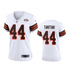 Women Cleveland Browns 44 Sione Takitaki Nike 1946 Collection Alternate Game Limited NFL Jersey   White