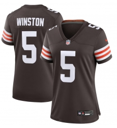 Women Cleveland Browns 5 Jameis Winston Brown Vapor Limited Stitched Football Jersey