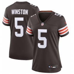 Women Cleveland Browns 5 Jameis Winston Brown Vapor Limited Stitched Football Jersey