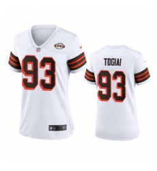 Women Cleveland Browns 93 Tommy Togiai Nike 1946 Collection Alternate Game Limited NFL Jersey   White