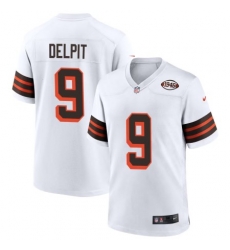 Women Cleveland Browns Grant Delpit #9 White Stitched NFL Jersey