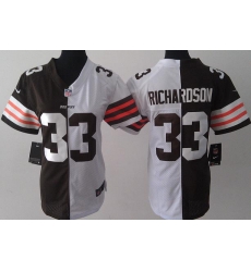 Women Nike Cleveland Browns 33 Trent Richardson White Brown Split NFL Jerseys