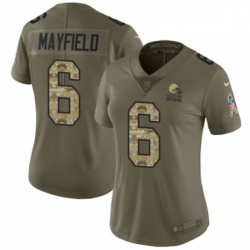 Womens Nike Cleveland Browns 6 Baker Mayfield Limited Olive Camo 2017 Salute to Service NFL Jersey