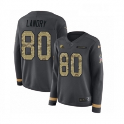 Womens Nike Cleveland Browns 80 Jarvis Landry Limited Black Salute to Service Therma Long Sleeve NFL Jersey