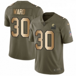 Youth Nike Cleveland Browns 30 Denzel Ward Limited OliveGold 2017 Salute to Service NFL Jersey