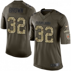 Youth Nike Cleveland Browns 32 Jim Brown Elite Green Salute to Service NFL Jersey